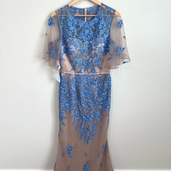 Brand New JS Collections Floral Embroidered Evening Gown - Picture 4 of 10